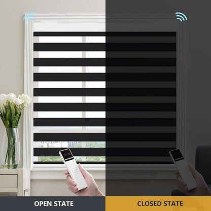 ZSTARR Motorized Blackout Window Blinds with Remote,Smart Zebra Mini Blinds Shades for Windows Control Wireless Roller Shades Blinds for Windows, Office,Home, Hotel, Club, HD167 Black
