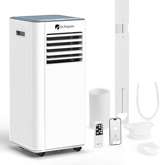 DR.PREPARE 10,000 BTU Portable Air Conditioner with WiFi, 4-in-1 Portable AC Unit, Remote Control, Fast Cooling, 24H Timers with Fan & Dehumidifier, Window kit, Cools Up to 450 sq. ft for Rooms