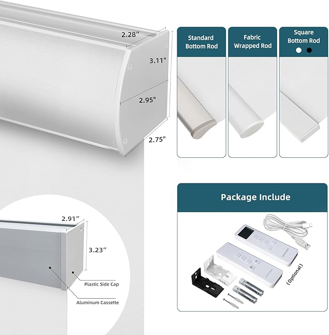 Motorized Blind,Work with Homekit Thread-Enabled, 100% Blackout Smart Shades with Remote Control, Electric Roller Shade, Custom Size,Classic White