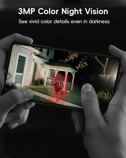 ZUMIMALL 24/7 Recording Solar Security Cameras Wireless Outdoor, 9W Solar Panel, 2K AOV Cameras for Home Security, 360° Auto Tracking, Color Night Vision, 2.4GHz WiFi, 512G Local Storage(Not Include)