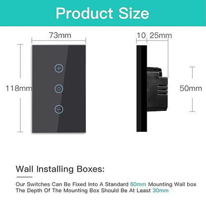 BSEED Smart Dimmer Switch, 2.4GHz WiFi Dimmer Light Switch Works with Alexa and Google Home, Neutral Wire Required Light Switch Dimmer, Single Pole Touch Dimmer Switch for Lamp, Remote Control, Black