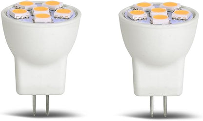 MR8 Light Bulb LED Replacement For Mini Halogen Recessed Lamps 12 Volt 1" Diameter GU4 RV Boat Camper Yacht Train Motor Home Interior Tiny House Ship Van Truck Sprinter Lighting - Warm White - 2 Pack