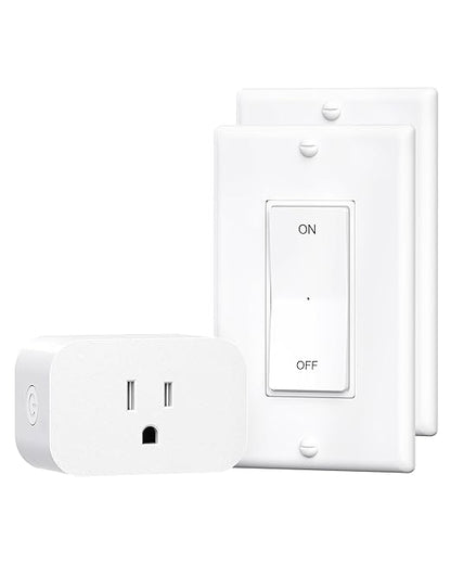 DEWENWILS Remote Control Outlet, Magnetic Wireless Light Switch, 100FT Decorator Rocker Wall Switch, Remote Outlet forLamps, Fans, Household Appliance, 15A/1875W, 2 Remote and 1 Outlet