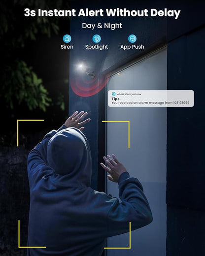 ieGeek Security Cameras Wireless Outdoor - 5MP Smart Wifi Camera System for Home Surveillance with Motion Light, Battery Powered Cam with Color Night Vision, 2-Way Audio, Siren Alarm, Works with Alexa
