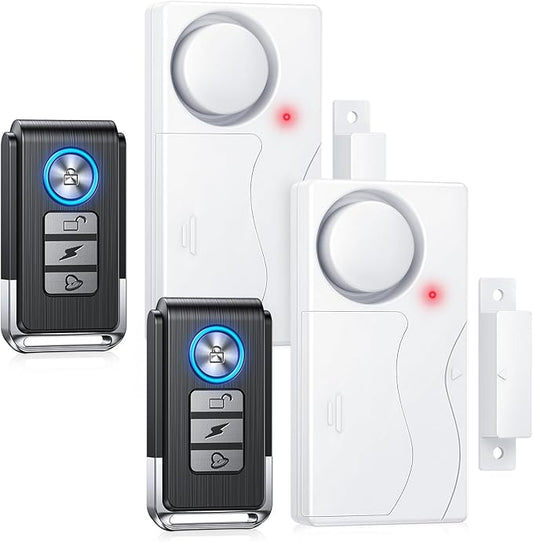 Door Alarms for Kids Safety, 110dB Loud Door Chimes When Door Opens, Door Sensor with Remote, Battery, Window Alarms for Home Security, 4 Pcs