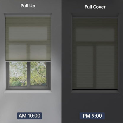 Cellular Shades Light Filtering Honeycomb Blinds for Indoor Windows, Cordless Cellular Shades 1.5 inch Cell Pleated for Bedroom Home Office, Custom Size, Half Shading Cream