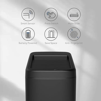 ELLO&ALLO Garbage Can Motion Sensor Trash Can 8 Gallon for Kitchen with Roll Up Lid, Automatic Touch Free High-Capacity Black Waste Bin