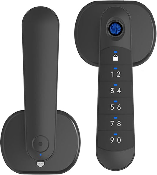 Smart Fingerprint Door Handle, Keyless Entry Biometric Lock with Passcode & Mechanical Key, Easy Install Interior Door Lock for Home/Bedroom/Office,Matte Black