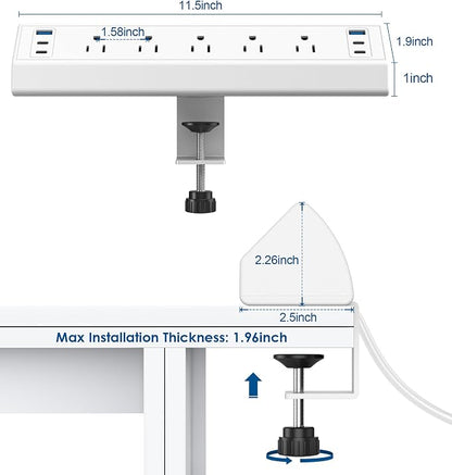 Jgstkcity Desk Clamp Power Strip USB C,Table Surge Protector (Pack of 15)