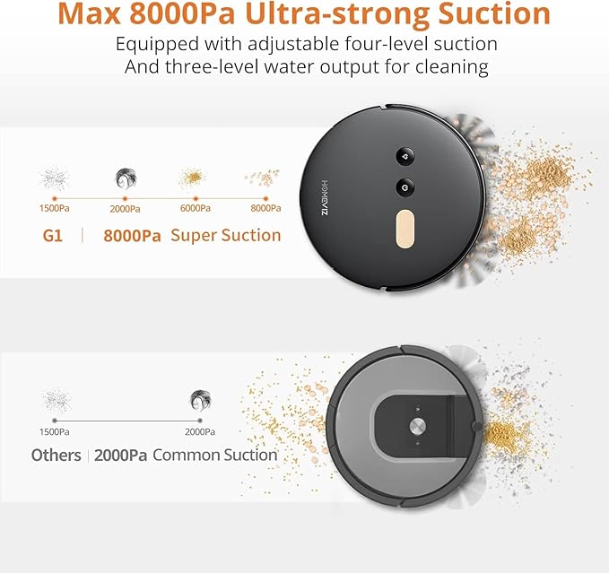2-in-1 Robot Vacuum and Mop Combo - Robot Vacuum Cleaner with Air Aromatherapy, 8000Pa Super Suction, APP & Alexa Control, Self-Charging, Maps Multiple Floors, Ideal for Pet Hair/Carpets/Hard Floors