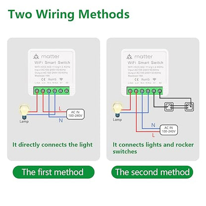 Wengart Matter Smart Relay WiFi Switch,16A Mini Universal Module for Smart Home, Works with Apple Home,Alexa & Google Home via Matter,eWelink App 2.4GHz,Retrofit in-Wall Switch,No Hub Required