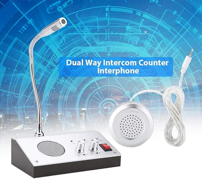 Dual Way Window Intercom System with Mic & Speaker, Automatic Two-Way Counter Intercom for Glass Windows, Drive Thru Communication Speaker for Bank Office Store Hospital Bus Station Security Counter