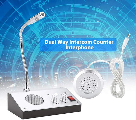 Dual Way Window Intercom System with Mic & Speaker, Automatic Two-Way Counter Intercom for Glass Windows, Drive Thru Communication Speaker for Bank Office Store Hospital Bus Station Security Counter