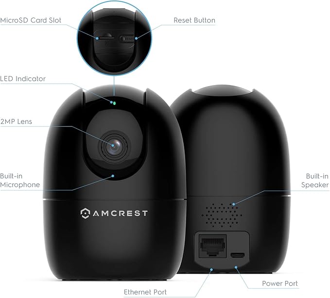 Amcrest 1080P WiFi Camera Indoor, Nanny Cam, Dog Camera, Sound & Baby Monitor, Human & Pet Detection, Motion-Tracking, w/ 2-Way Audio, Phone App, Pan/Tilt Wireless IP Camera, Night Vision (Renewed)