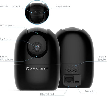 Amcrest 1080P WiFi Camera Indoor, Nanny Cam, Dog Camera, Sound & Baby Monitor, Human & Pet Detection, Motion-Tracking, w/ 2-Way Audio, Phone App, Pan/Tilt Wireless IP Camera, Night Vision (Renewed)
