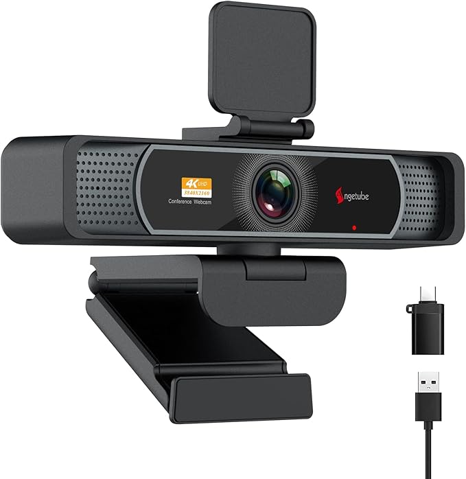 Angetube 914Max 4K Webcam - 120° Wide Angle PC Streaming Camera, PDAF Autofocus, Dual Noise Reduction Microphones, 1080p@60FPS, Compatible with Laptop, Mac, Teams, Desktop