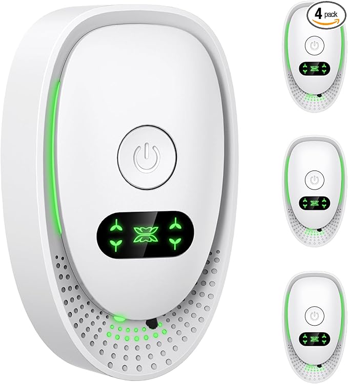 AMIR 4-Pack Plug in Air Ionizer & Air Purifier - Quiet Negative Ion Technology, Mini Portable Air Freshener for Home, Office, Bedroom, Kitchen, Bathroom
