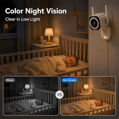 Cameras for Home Security Indoor Outdoor, Plug-in 2K Security Camera with Dual Antenna 5G/2.4G WiFi, 4X Zoom, Color Night Vision, Motion Detection, 2-Way Audio, Siren, IP66, SD/Cloud