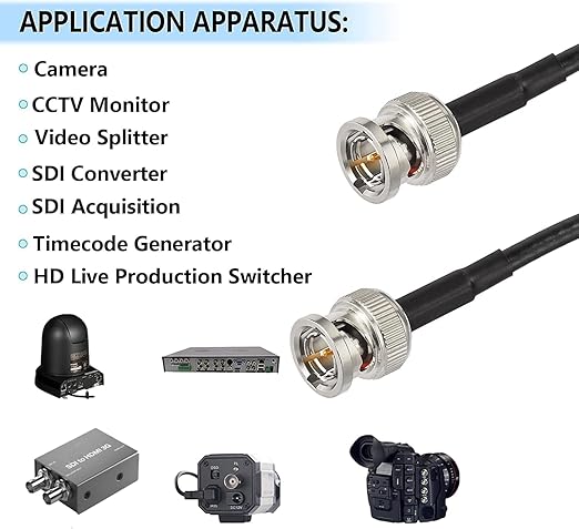 Superbat 3G/6G SDI Cable 2ft Short 75 Ohm BNC to BNC Jumper Belden 1855A Supports HD-SDI/3G-SDI/4K Recorder，SDI Video Cable Precision Video Jumper