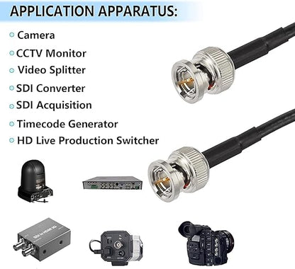Superbat 3G/6G SDI Cable 2ft Short 75 Ohm BNC to BNC Jumper Belden 1855A Supports HD-SDI/3G-SDI/4K Recorder，SDI Video Cable Precision Video Jumper