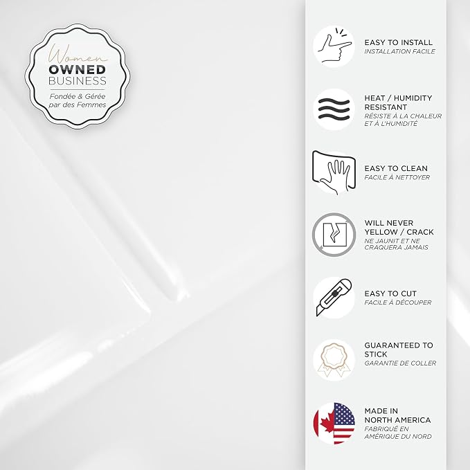 Smart Tiles Peel and Stick backsplash, Subway Pure White, 10.95"x9.7" | Pack of 10 (6.3 sq ft), Glossy, Heat/Moisture Resistant, Low VOC, Kitchen/Bathroom, Renter Friendly, Made in Canada