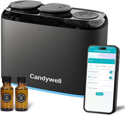 Smart Essential Oil Diffuser with Dual Nozzle & App Control, Waterless Diffuser for 1500 Sq Ft, with 4 Timer & 4 Mist Levels, Hotel Scent Diffuser for Home & Office