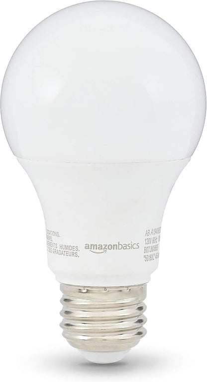 Amazon Basics Non-Dimmable LED Light Bulbs, Great Brightness, 40W Equivalent, 6W, E26 Standard Base, 2700K, 10,000 Hour Lifetime, Soft White A19, 6-Pack