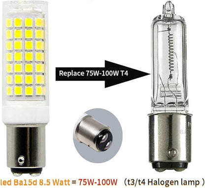 Ba15d LED Light Bulbs Dimmable Double Contact Bayonet Base, AC110V 8W Ba15d LED Bulb 75W JD Type T3/T4 Halogen Bulbs Equivalent Daylight White 6000K, Dimmable Sewing Machine Lamp(2-Pack)