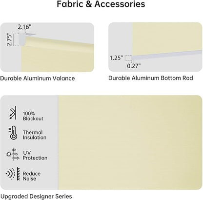 Motorized Coupled Shades, Blackout Smart Blinds for Large Windows Automatic Blinds Compatible with Alexa, Motorized Roller Shades Customized for Bedroom Home Office(Blackout-Creamy Yellow)