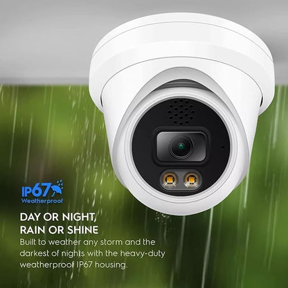 Marquis 4K 8MP PoE IP Turret Dome Camera with Microphone, 2.8mm Wide Angle, 24/7 Full Color Night Vision, Dual Light, Weatherproof IP67 Indoor Outdoor Security Camera