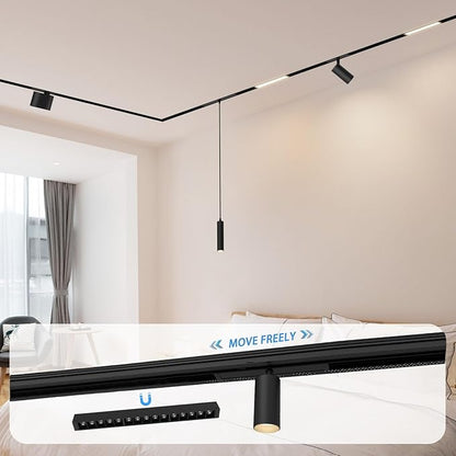 6 Pack Magnetic Track Lighting Rail, 4-Wire Recessed Aluminum Rail for LED Track Light System, Flush Mount 24V Low Voltage Adjustable Track for Ceiling (39.4inch/3.3ft)