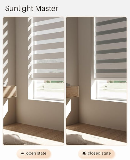 Smart Zebra Blinds for Windows, Alexa Motorized Blinds with Remote Control, Automatic Electric Power Zebra Shades for Indoor Windows (40" W x 72" H, White)
