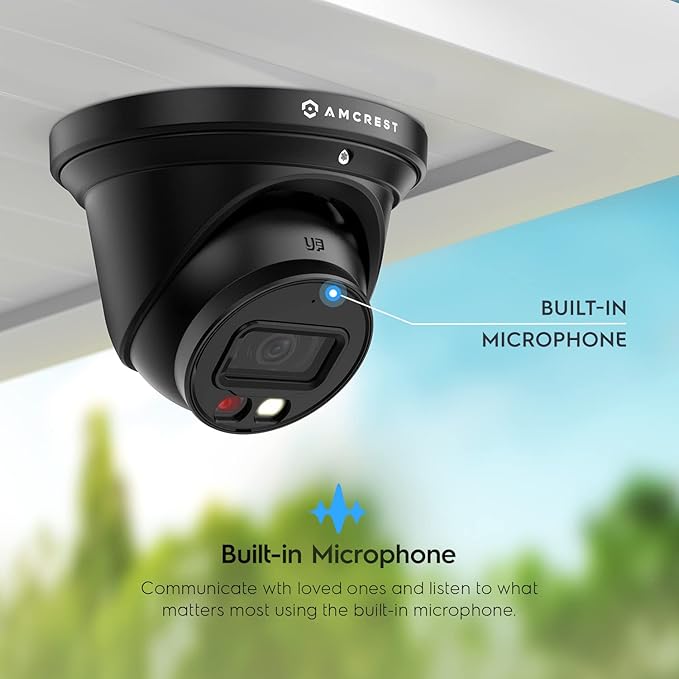 Amcrest 2-Pack UltraHD 4K (8MP) IP PoE AI Camera, 49ft Nightcolor, Security Outdoor Turret Camera, Built-in Mic, Human Detection, Active Deterrent, 129° FOV, 4K@15fps 2PACK-IP8M-2779EB-AI (Black)
