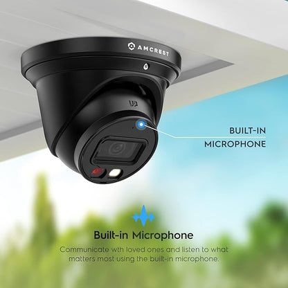Amcrest 2-Pack UltraHD 4K (8MP) IP PoE AI Camera, 49ft Nightcolor, Security Outdoor Turret Camera, Built-in Mic, Human Detection, Active Deterrent, 129° FOV, 4K@15fps 2PACK-IP8M-2779EB-AI (Black)