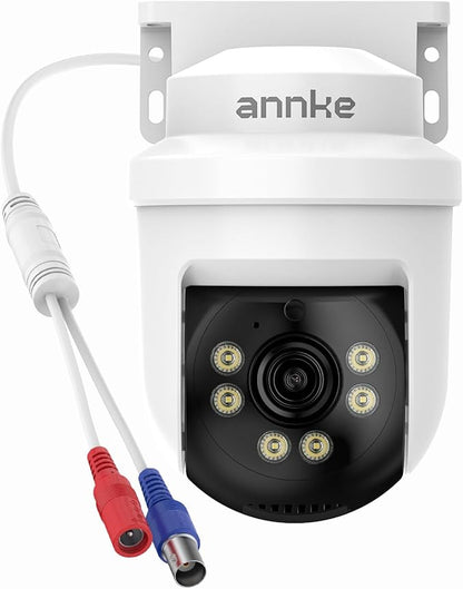 ANNKE 5MP TVI CCTV Home Surveillance Dome PT Camera, Wired Add on Camera with 350° pan and 90° tilt, 100ft Night Vision, IP65 Weatherproof, One Way Audio (DVR Required, Not Included)
