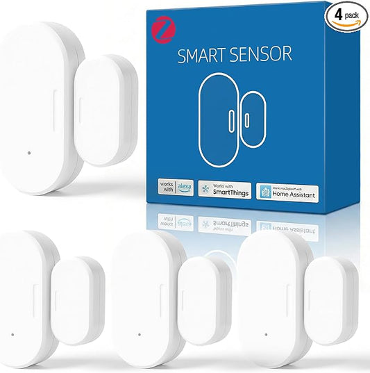 4 Pack Zigbee Door Sensor, Mini Smart Contact Sensor for Home Automation, Kid Safety, Compatible with SmartThings, Alexa, Home Assistant, Aeotec, Hubitat, Homey, Zigbee Hub Required
