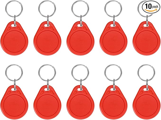 PATIKIL 10 Pcs 13.56MHz CUID Writable Rewritable Smart Key Fobs, Clone IC Key Fob Tags Blank Smart Card Key Classic 1K for Entry Access Control System, Red