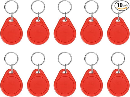 PATIKIL 10 Pcs 13.56MHz CUID Writable Rewritable Smart Key Fobs, Clone IC Key Fob Tags Blank Smart Card Key Classic 1K for Entry Access Control System, Red
