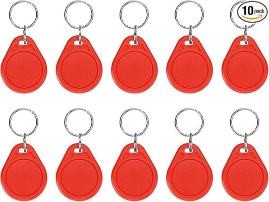 PATIKIL 10 Pcs 13.56MHz CUID Writable Rewritable Smart Key Fobs, Clone IC Key Fob Tags Blank Smart Card Key Classic 1K for Entry Access Control System, Red