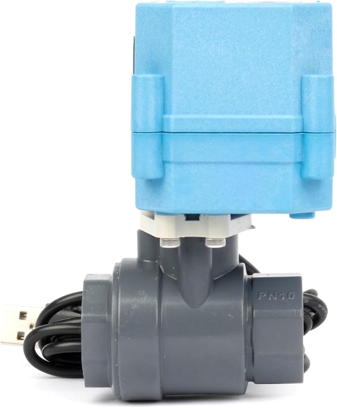 U.S. Solid WiFi Smart Motorized Ball Valve 1/2 in NPT, 2-Way PVC Electric Valve, USB Powered, LED Indicator, Remote On/Off for Water and Irrigation