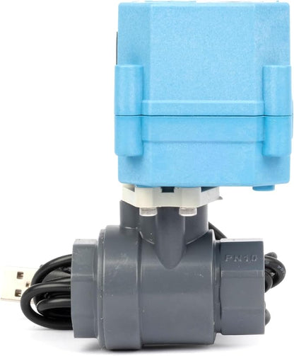 U.S. Solid WiFi Smart Motorized Ball Valve 1/2 in NPT, 2-Way PVC Electric Valve, USB Powered, LED Indicator, Remote On/Off for Water and Irrigation