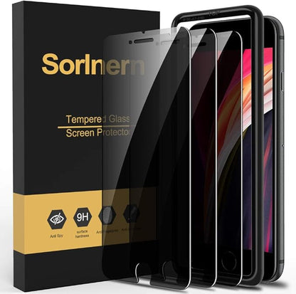 3-Pack Privacy Screen Protector for iPhone SE 2020, Anti Spy Tempered Glass Film, Touch Sensitive, Bubble-Free, Case Friendly [with Easy-Installation Tool][4.7 inch]
