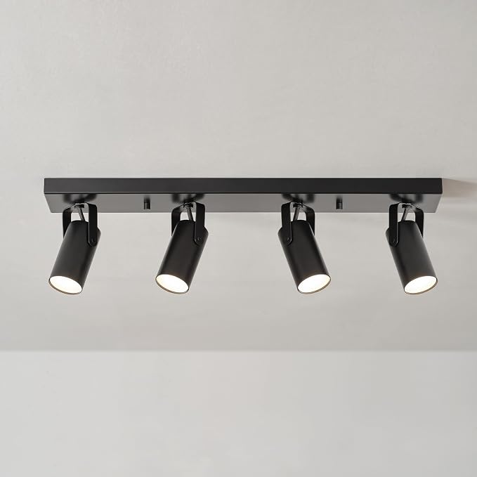 Globe Electric 64000051 24" 4-Light 22W Dimmable LED Integrated Track Lighting, Matte Black, Lighting for Kitchen, Bathroom, Bedroom, or Dining Room, Living Room Ceiling Lights, Light Fixture