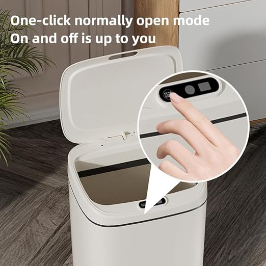 Automatic Motion Sensor Trash Can with Lid, 4.2 Gallon Touchless Smart Garbage Bin, Hands-Free Opening by Wave, Kick or Knee, USB Rechargeable, for Kitchen, Bathroom, Office, Bedroom