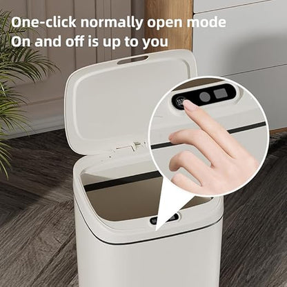 Automatic Motion Sensor Trash Can with Lid, 4.2 Gallon Touchless Smart Garbage Bin, Hands-Free Opening by Wave, Kick or Knee, USB Rechargeable, for Kitchen, Bathroom, Office, Bedroom