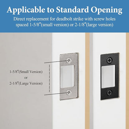 Deadbolt Restorer Strike Plate Large Version 2-3/4" x 1-1/8" | Large Opening Fix Latch Misalignment/Sticking/Jamming, 2-1/8" Screw Hole Spacing, Ideal for Common/Electronic/Smart locks