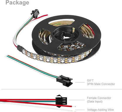 BTF-LIGHTING WS2812B IC RGB LED Strip,UL Listed,Pure Gold Wires,DC5V 3.28FT 100LED 5050SMD,Individually Addressable,Flexible for DIY Chasing Full Color Project,3M Tape,IP30(No Adapter or Controller)