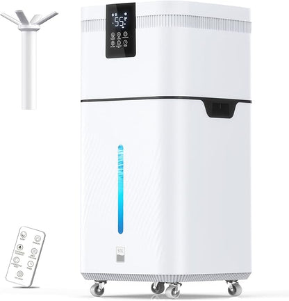 30L/7.93Gal Humidifier Large Room 4200 ft², Supersized Cool Mist, 120H Quiet Humidifiers for Bedroom, 3000mL/h Mist Output, Touch/Remote Control, Humidifiers for Home, Whole House, Plant, White
