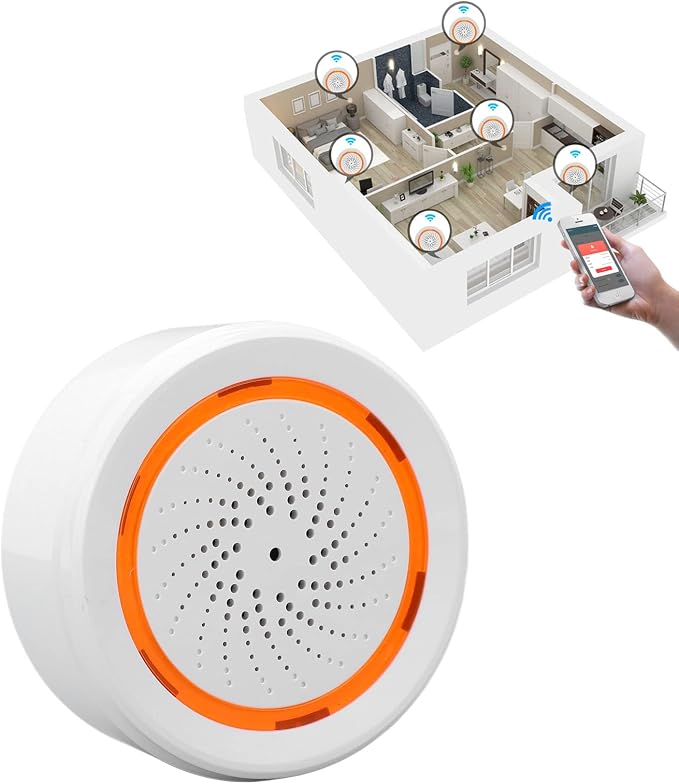 Walfront Smart Security Alarm Wireless Home Alarm System with 90dB Siren 18 Tones APP Control 2.4GHz for Burglar Door Sensor Motion Detector (for ZigBee)
