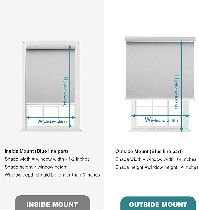 Changshade Custom Size Cordless Roller Shades, Blackout Roller Window Blinds with Thermal Insulated for Office, Living Room, Bedroom, Kitchen, Easy Installation,Grey